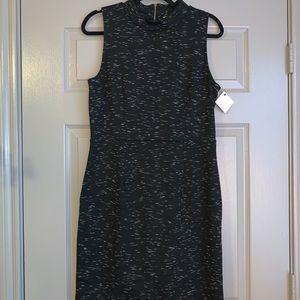 Black Mock Neck Sheath Business Professional Dress